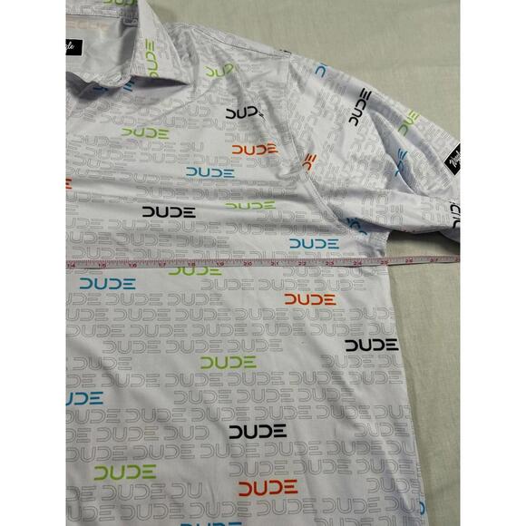 Waggle Men's 2XL Performance Golf Polo Shirt "DUDE" print EUC - Picture 3 of 6